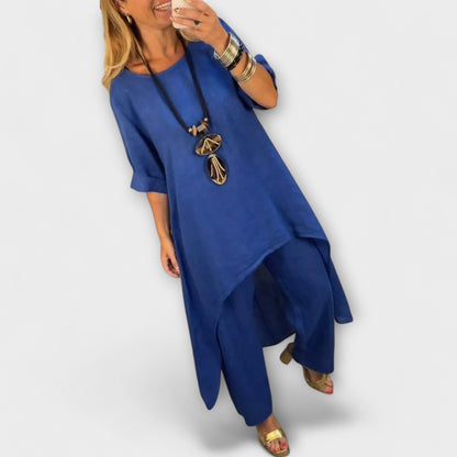 Tabea - Completo in Lino con Scollatura Rotonda