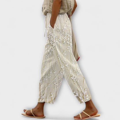 Zoey - Pantaloni Stampati con Motivo Foglia d'Uva