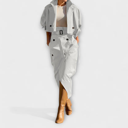 Lyra - Gonna Midi Elegante con Giacca e Tasche