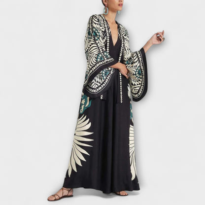 Giselle - Abito Maxi Fluido con Motivo Floreale Chic