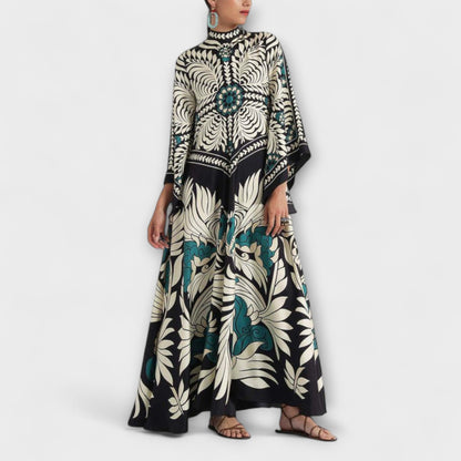 Giselle - Abito Maxi Fluido con Motivo Floreale Chic