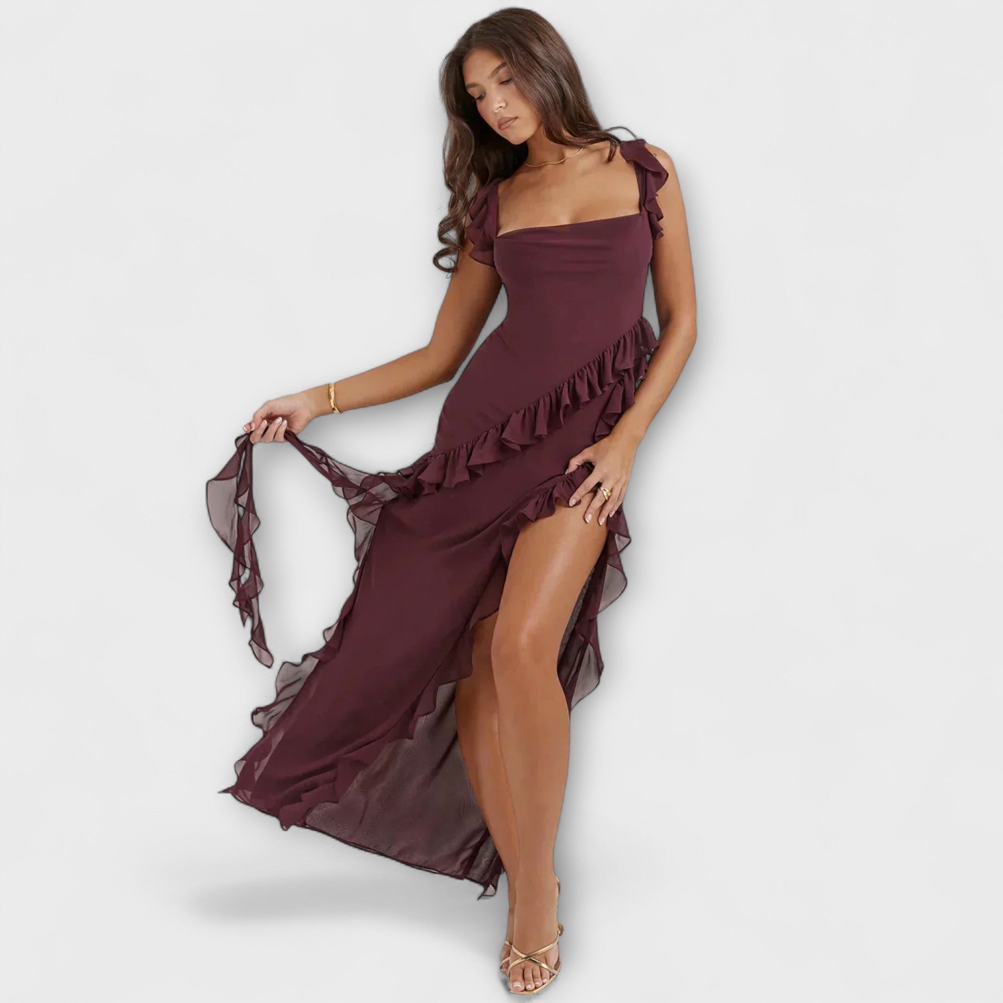 Lara - Abito Maxi Elegante con Spacco